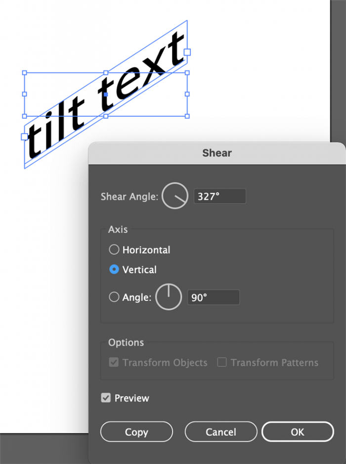 2 способа создания курсива/наклона текста в Adobe Illustrator